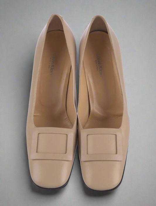 Calvin Klein Collection SS 1996 Tan Buckle Pumps
