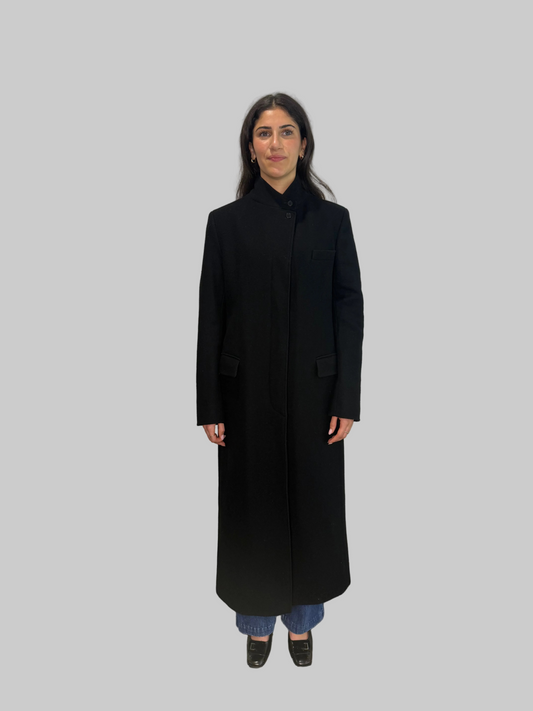 CK Calvin Klein Black Wool Maxi Coat, size 12 US