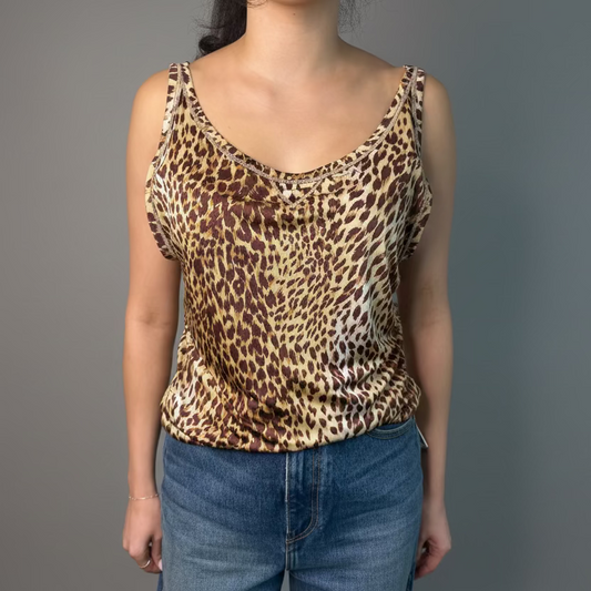 Vintage Valentino Leopard Print Tank Top, 50 IT