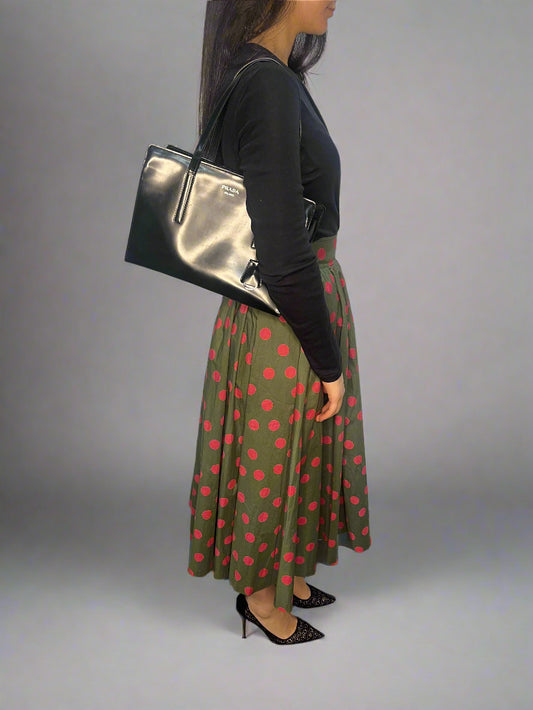 Yves Saint Laurent Rive Gauche Vintage Midi Poka Dot Skirt, 1970s