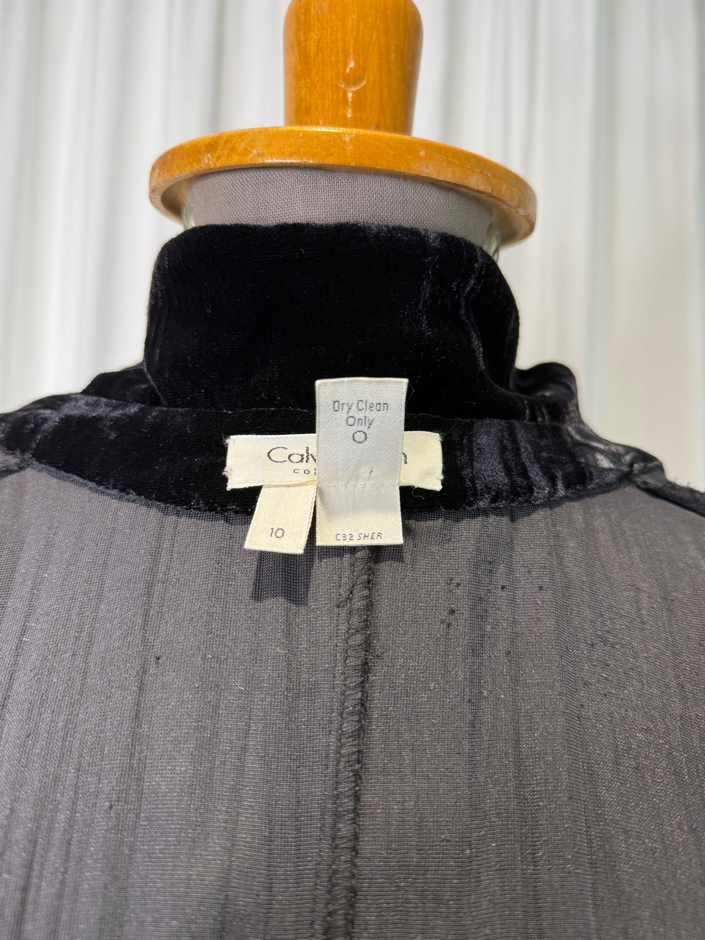 Calvin Klein Collection Late 1994 Rayon/Silk Black Dress