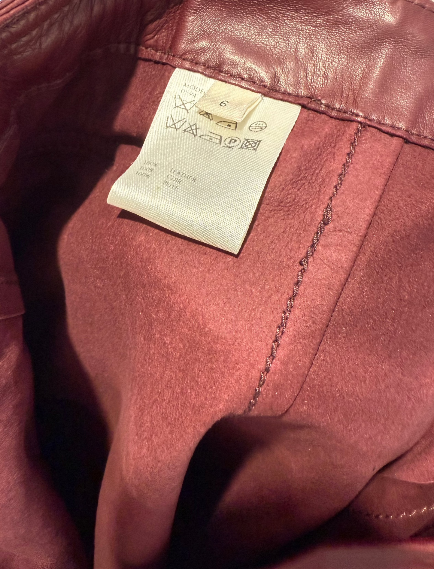 Calvin Klein Collection FW 2003 Burgundy Calf Leather Skirt, BNWT, 6