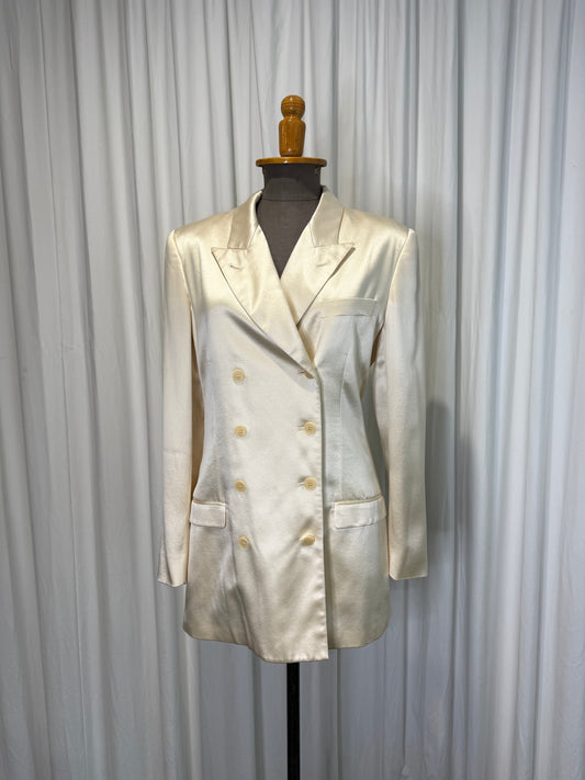 Calvin Klein 1990 Campaign White Silk Blazer