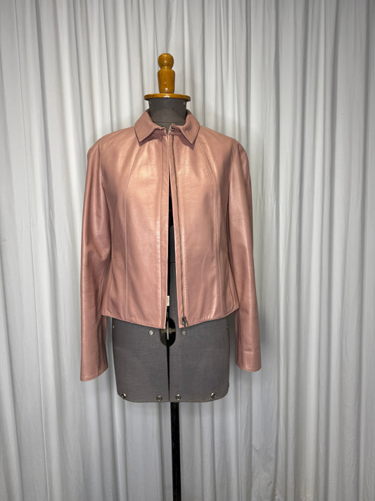 Calvin Klein Collection early 2000s Pink Leather Jacket