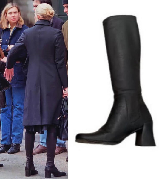 Prada black boots as seen on Carolyn Bessette Kennedy