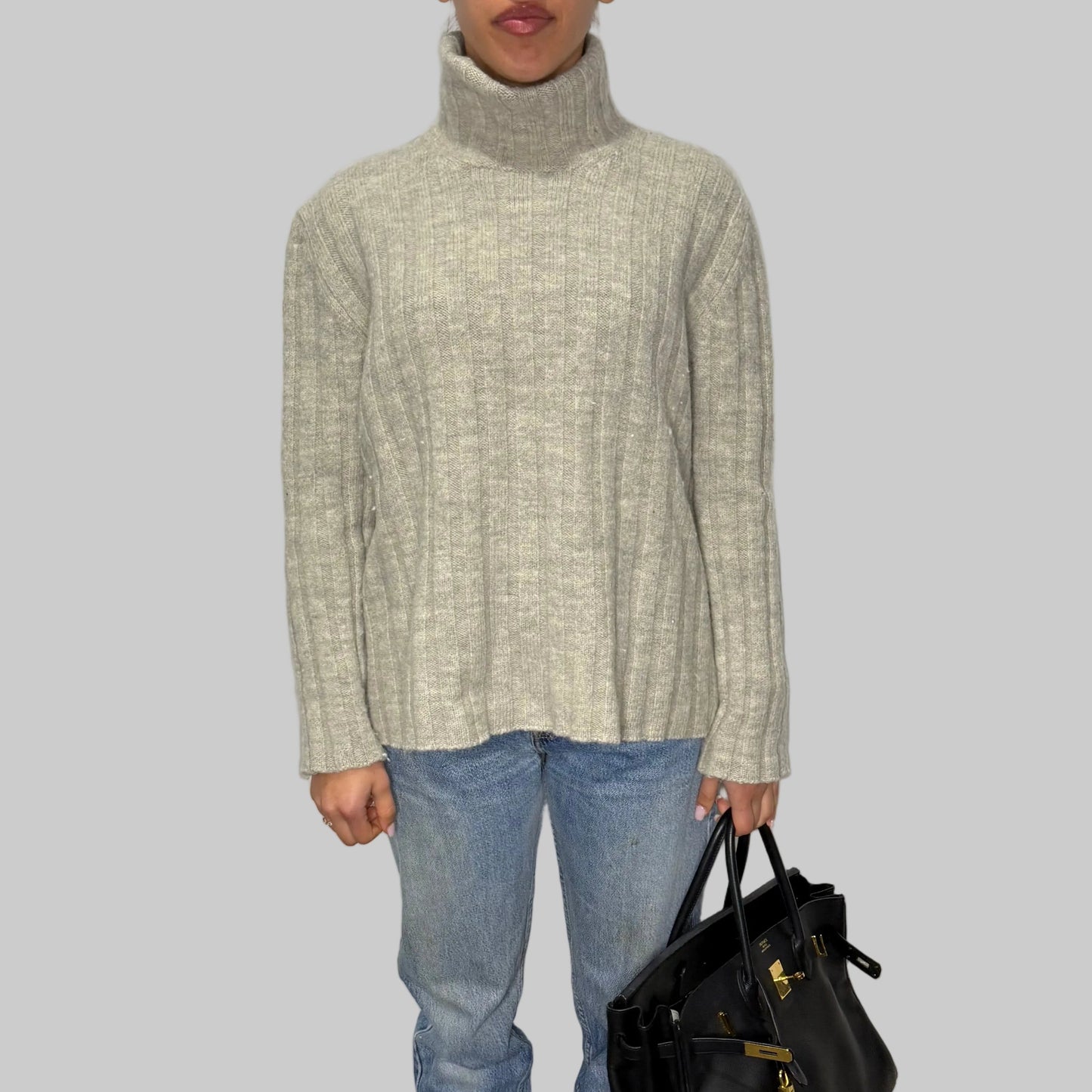Miu Miu F/W 1997 Grey Wool Ribbed Turtleneck, CBK