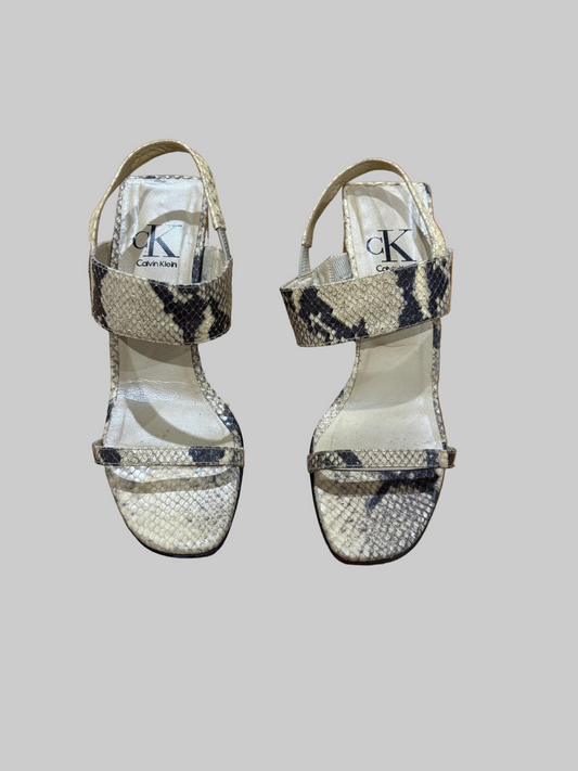 CK by Calvin Klein Snakeskin Sandals, made in Spain, 38.5