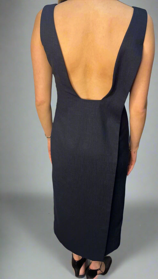 Vintage Handmade 1990s Navy Dress