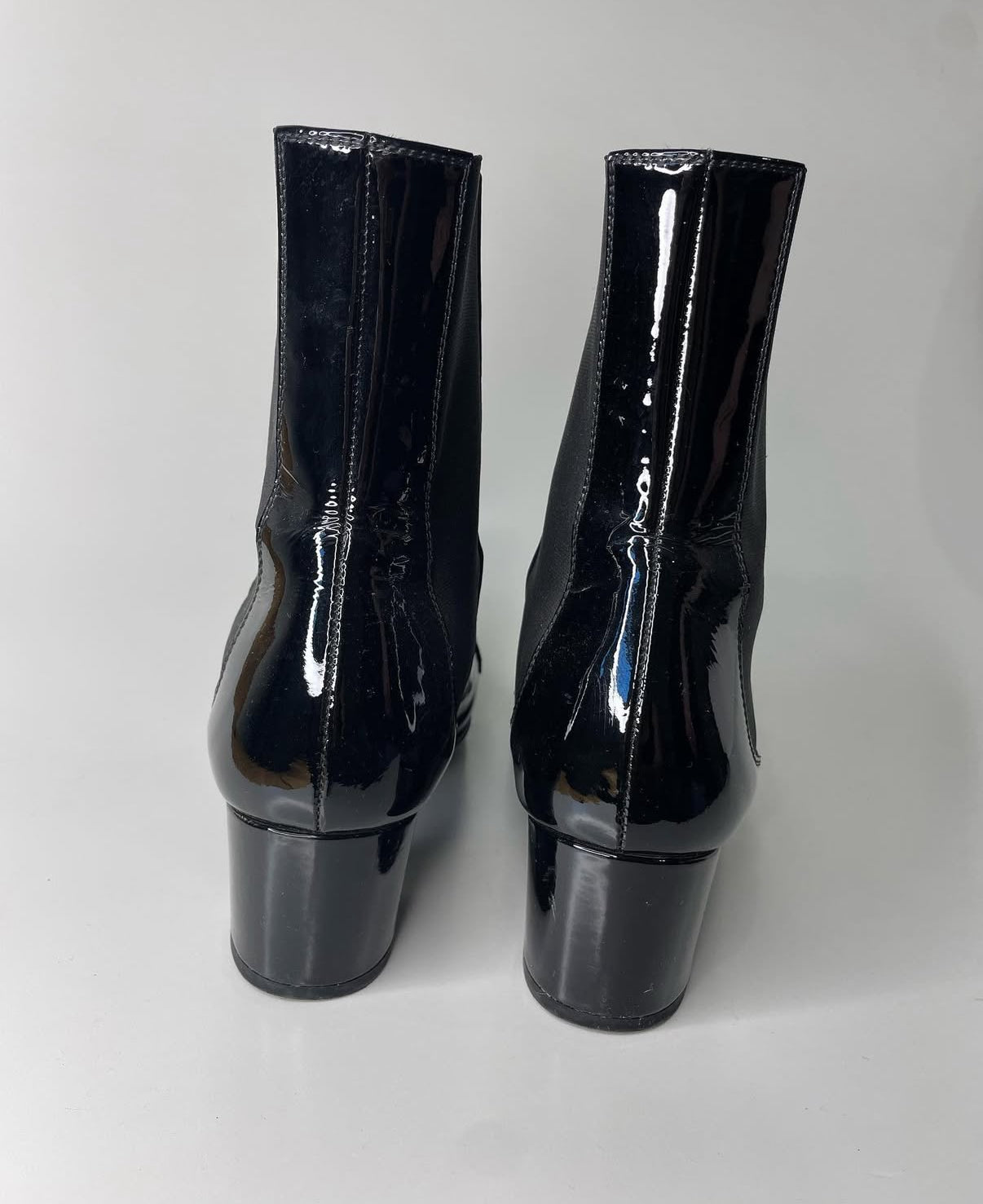 Chanel Black Patent Leather Boots with Chain Detail