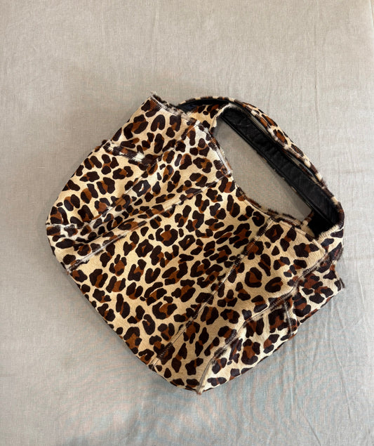 Vintage Leopard Print Shoulder Bag, made in USA