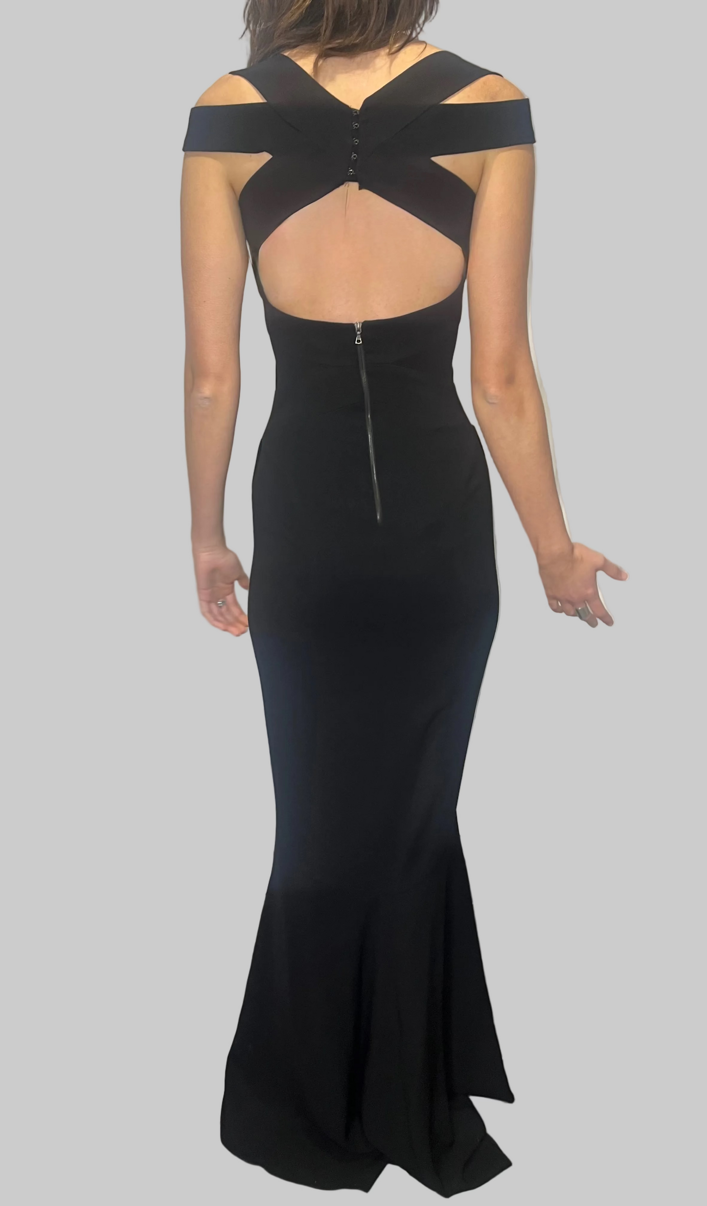 Narciso Rodriguez Stretch-Silk Crepe Open-Back Gown Black, XS