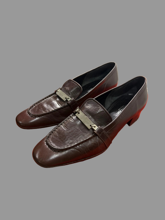 Calvin Klein Collection Burgundy/brown Heeled Loafers, 6.5 US