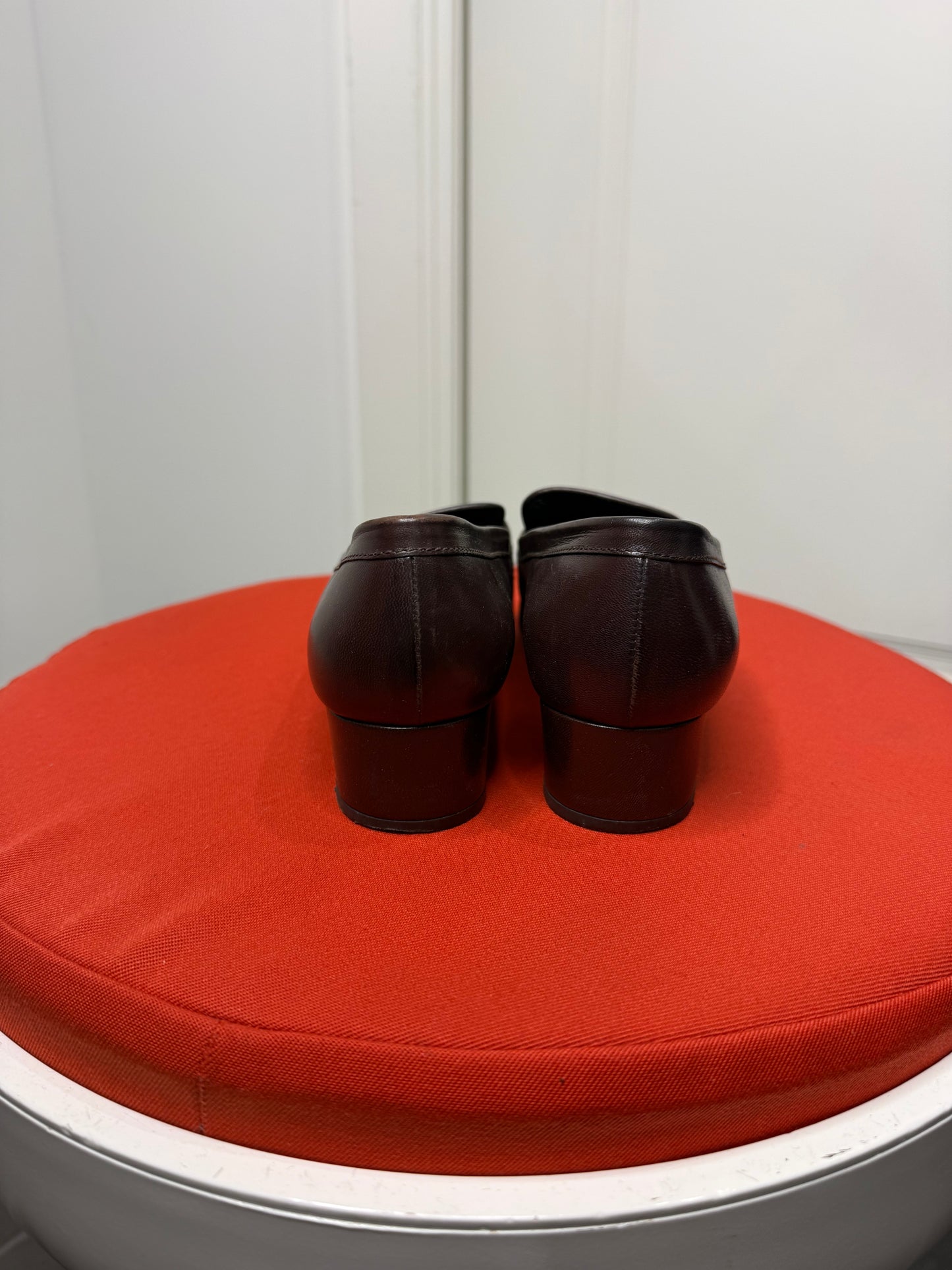 Calvin Klein Collection Burgundy/brown Heeled Loafers, 6.5 US