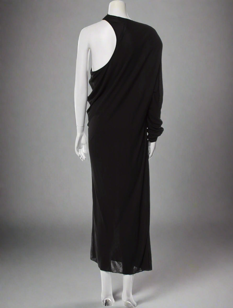 Versace Asymmetrical Black Long Dress