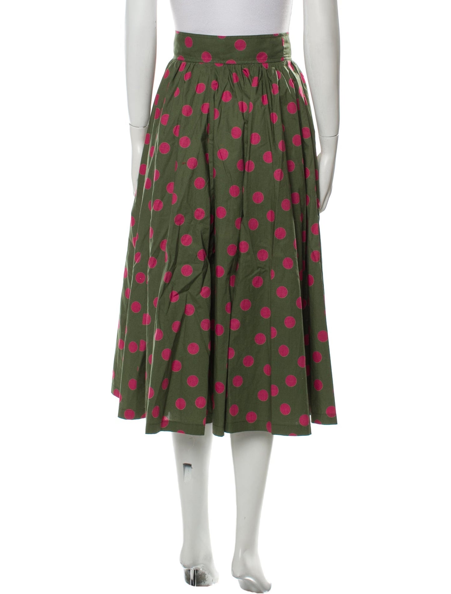 Yves Saint Laurent Rive Gauche Vintage Midi Poka Dot Skirt, 1970s