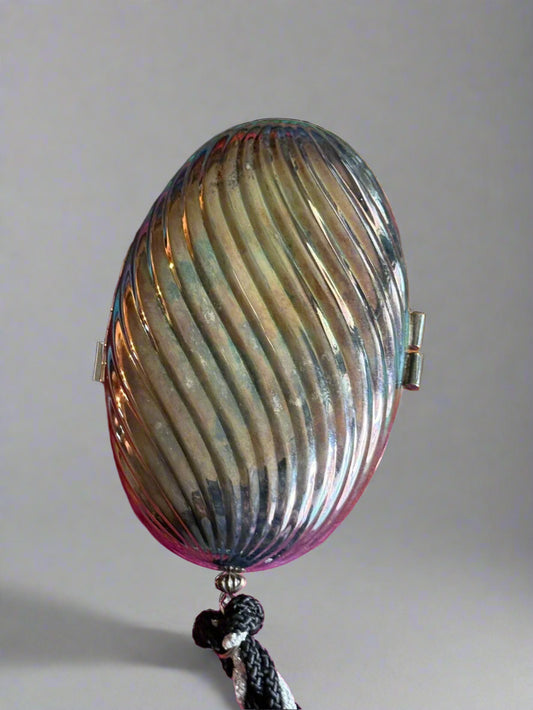 Vintage 1970s Giorgio Beverly Hills Walborg Oval w/ Tassel Metal Hard Case Clutch Bag