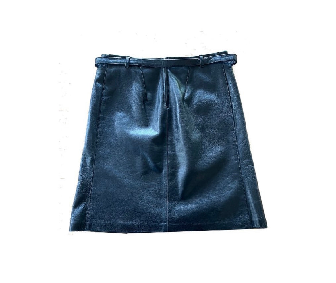 Ann Demeulemeester Black Leather Skirt as worn by CBK