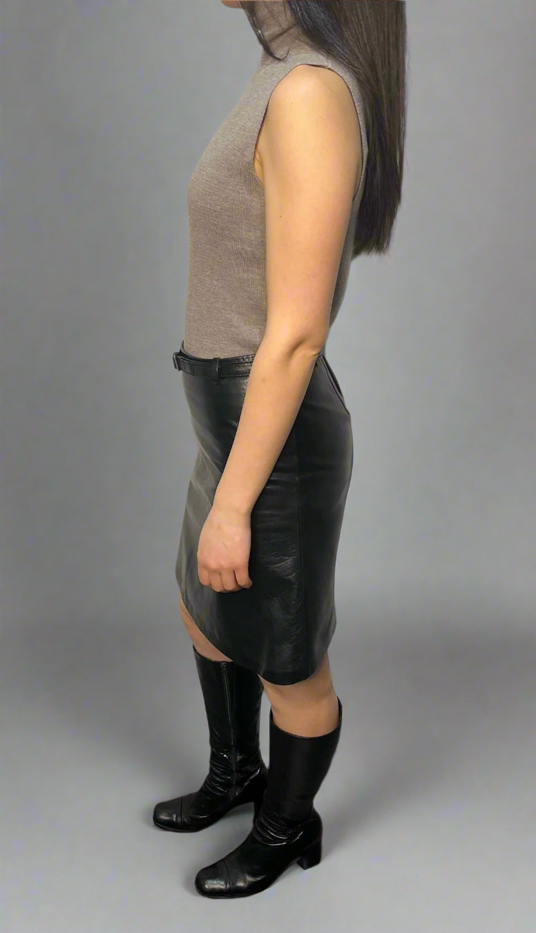 Ann Demeulemeester Black Leather Skirt as worn by CBK