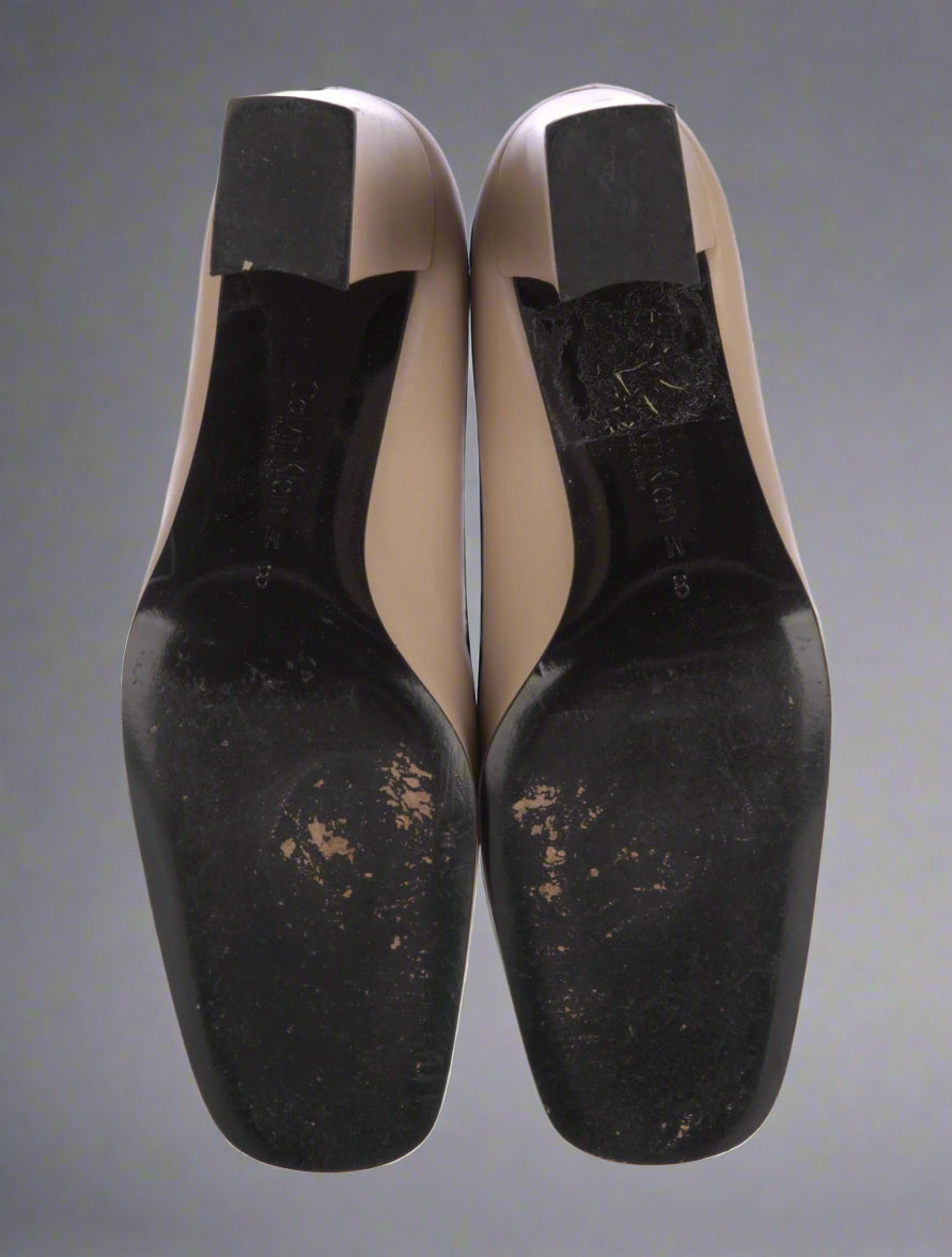 Calvin Klein Collection SS 1996 Tan Buckle Pumps