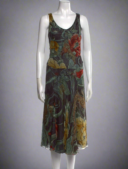 Calvin Klein Collection Silk Floral Midi Dress