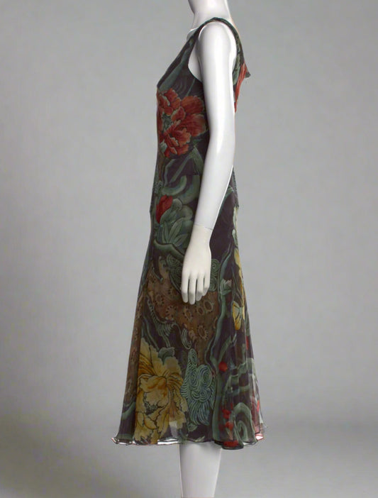 Calvin Klein Collection Silk Floral Midi Dress