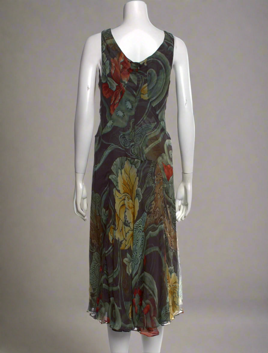 Calvin Klein Collection Silk Floral Midi Dress