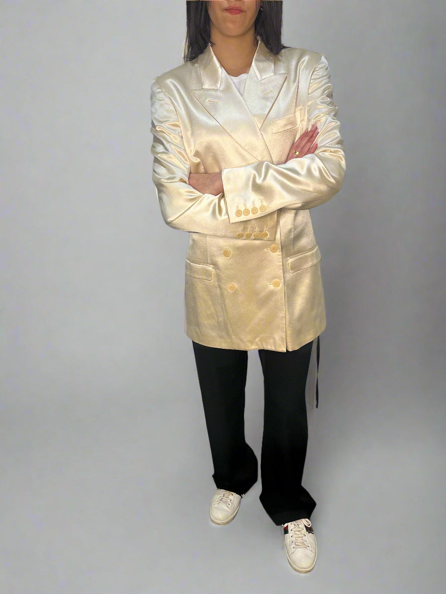 Calvin Klein 1990 Campaign White Silk Blazer