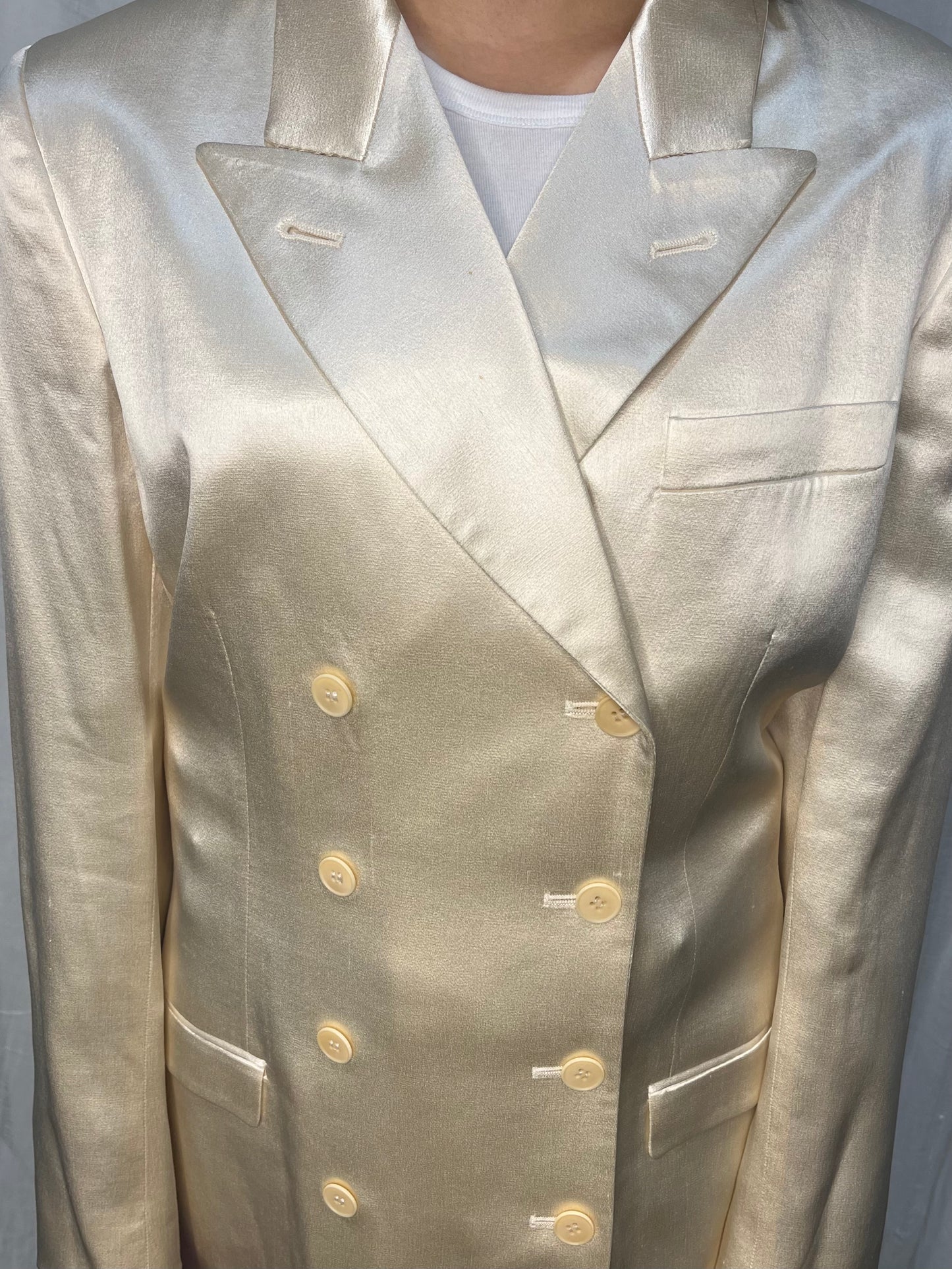 Calvin Klein 1990 Campaign White Silk Blazer