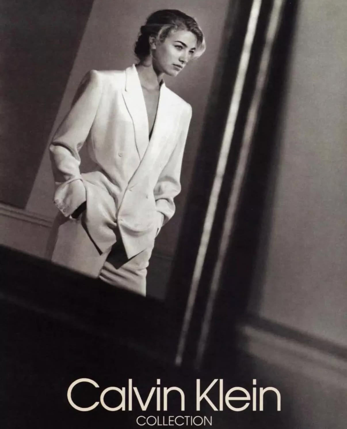 Calvin Klein 1990 Campaign White Silk Blazer