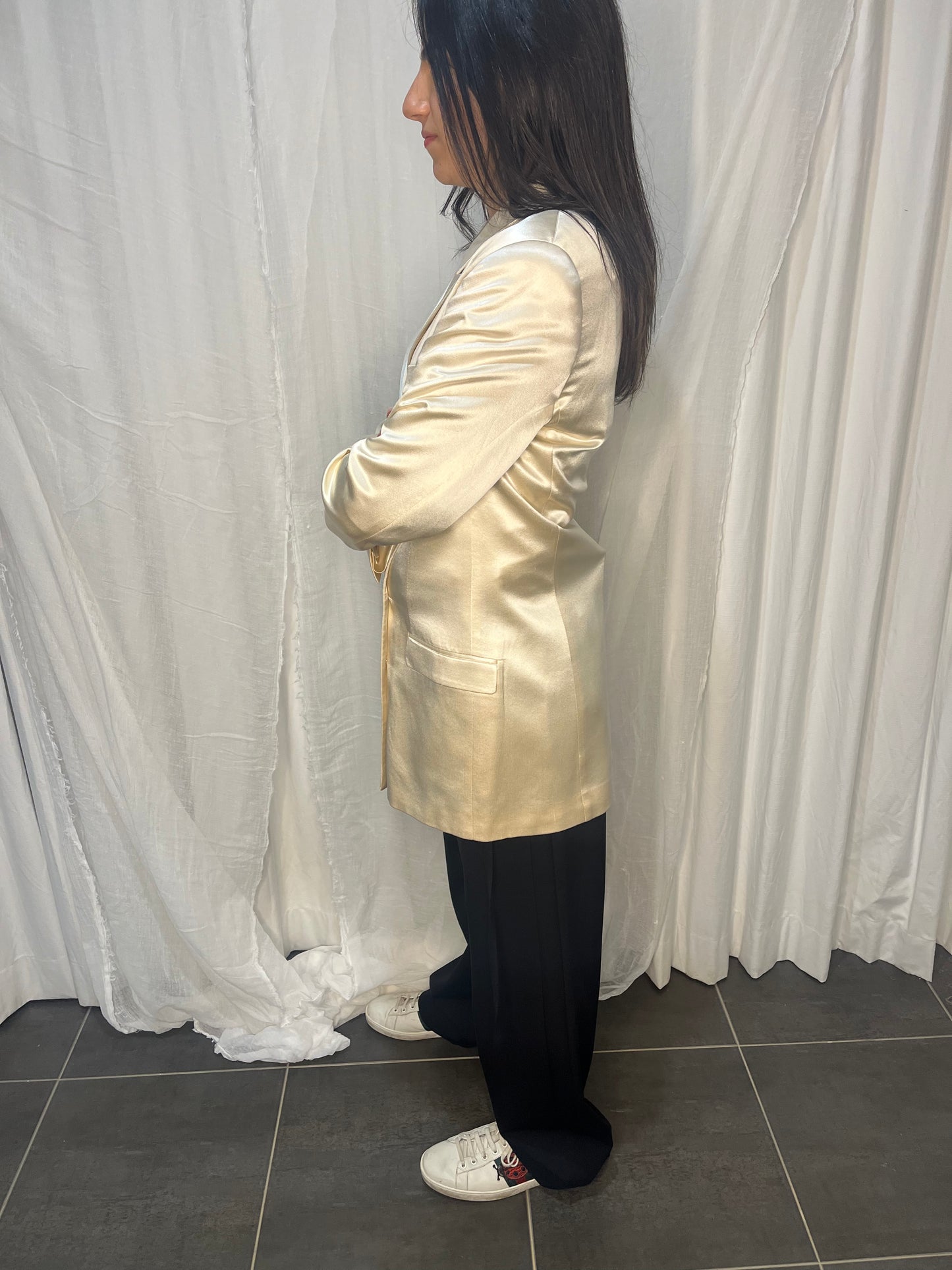 Calvin Klein 1990 Campaign White Silk Blazer