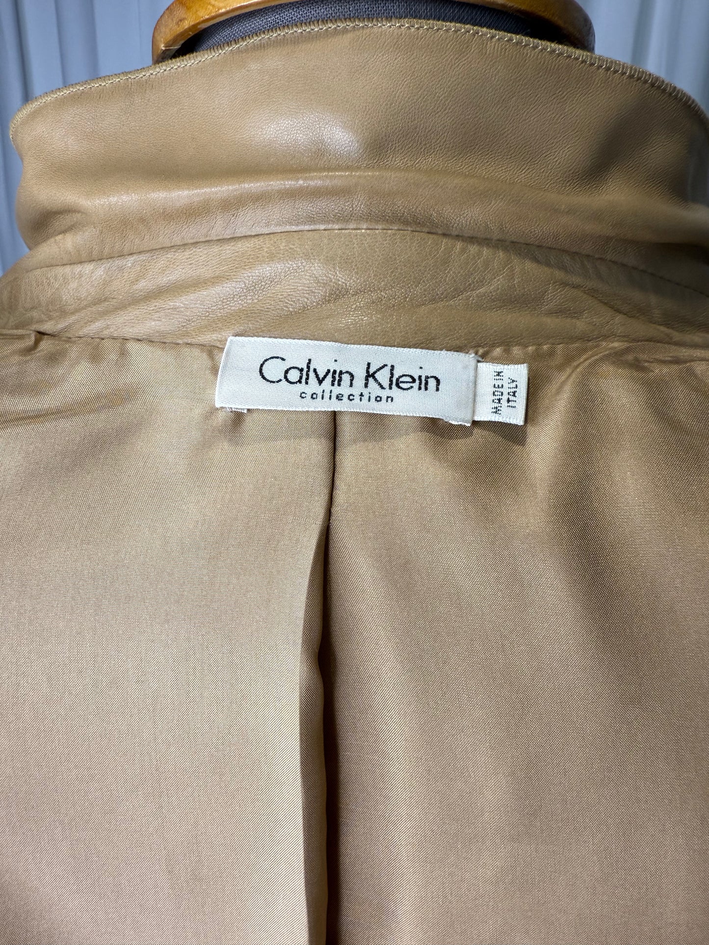 Calvin Klein Collection Tan Leather Jacket, Late 90s/early 2000s, 4