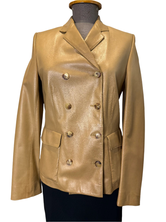 Calvin Klein Collection Tan Leather Jacket, Late 90s/early 2000s, 4