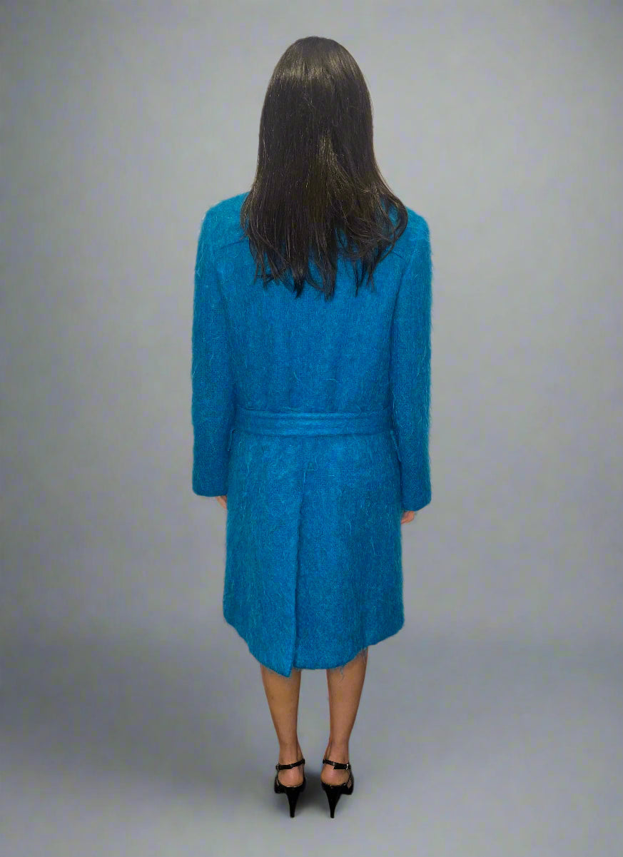 Rare Gucci 1995 Blue Mohair Coat, 42 IT