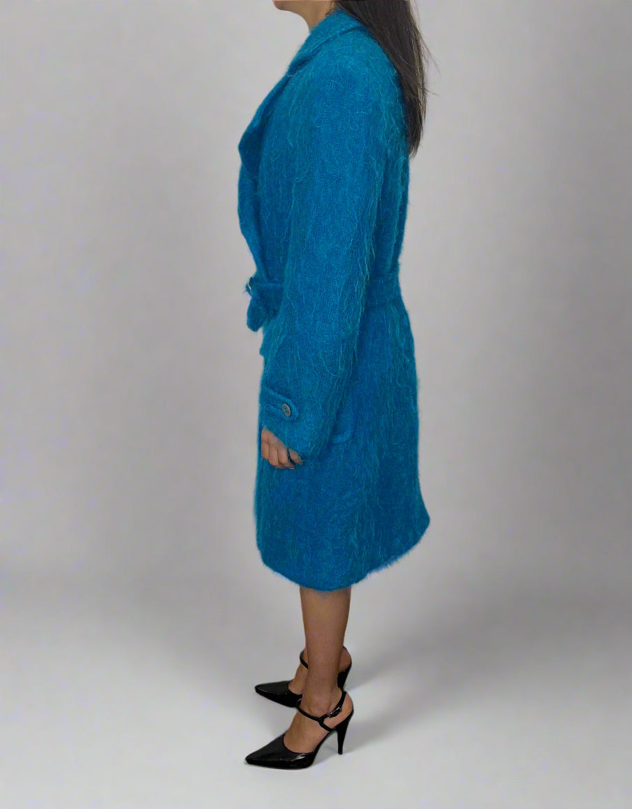 Rare Gucci 1995 Blue Mohair Coat, 42 IT