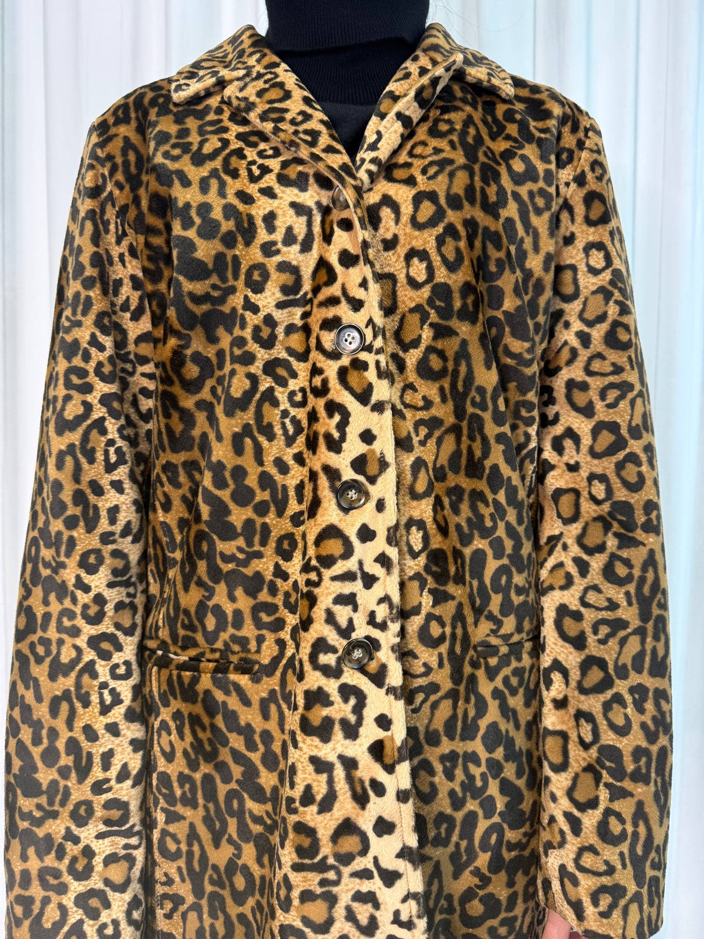 Vintage 1990s Karen Kane Leopard coat, size L