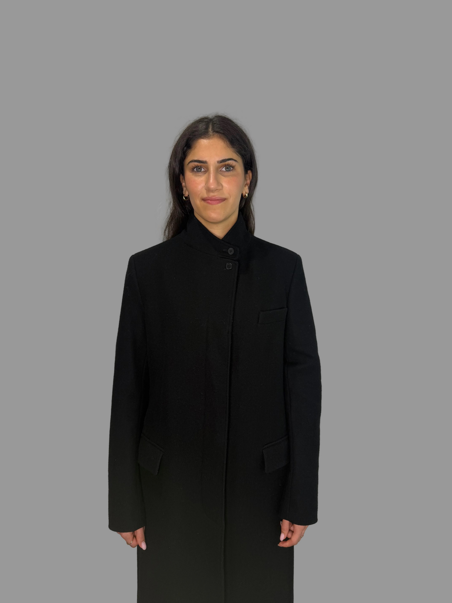 CK Calvin Klein Black Wool Maxi Coat, size 12 US
