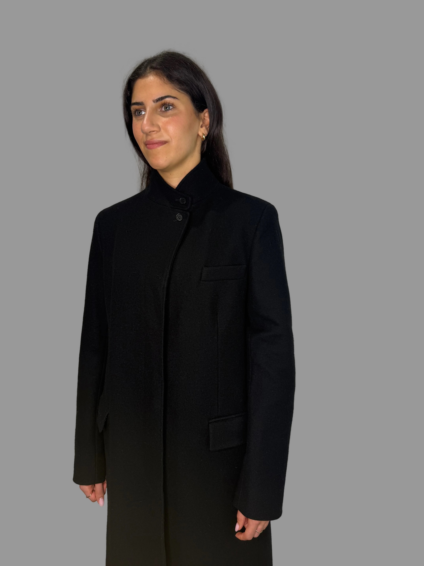 CK Calvin Klein Black Wool Maxi Coat, size 12 US