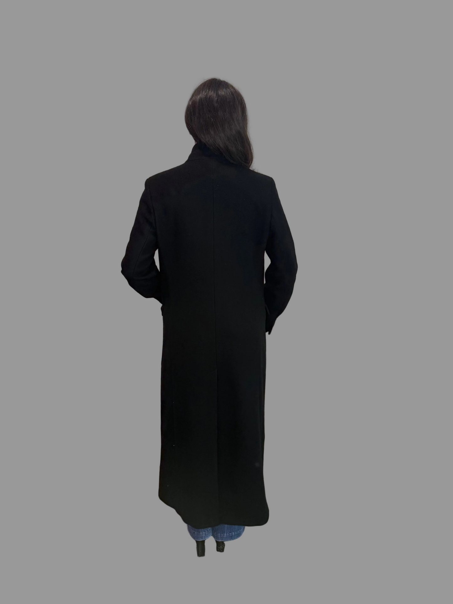 CK Calvin Klein Black Wool Maxi Coat, size 12 US