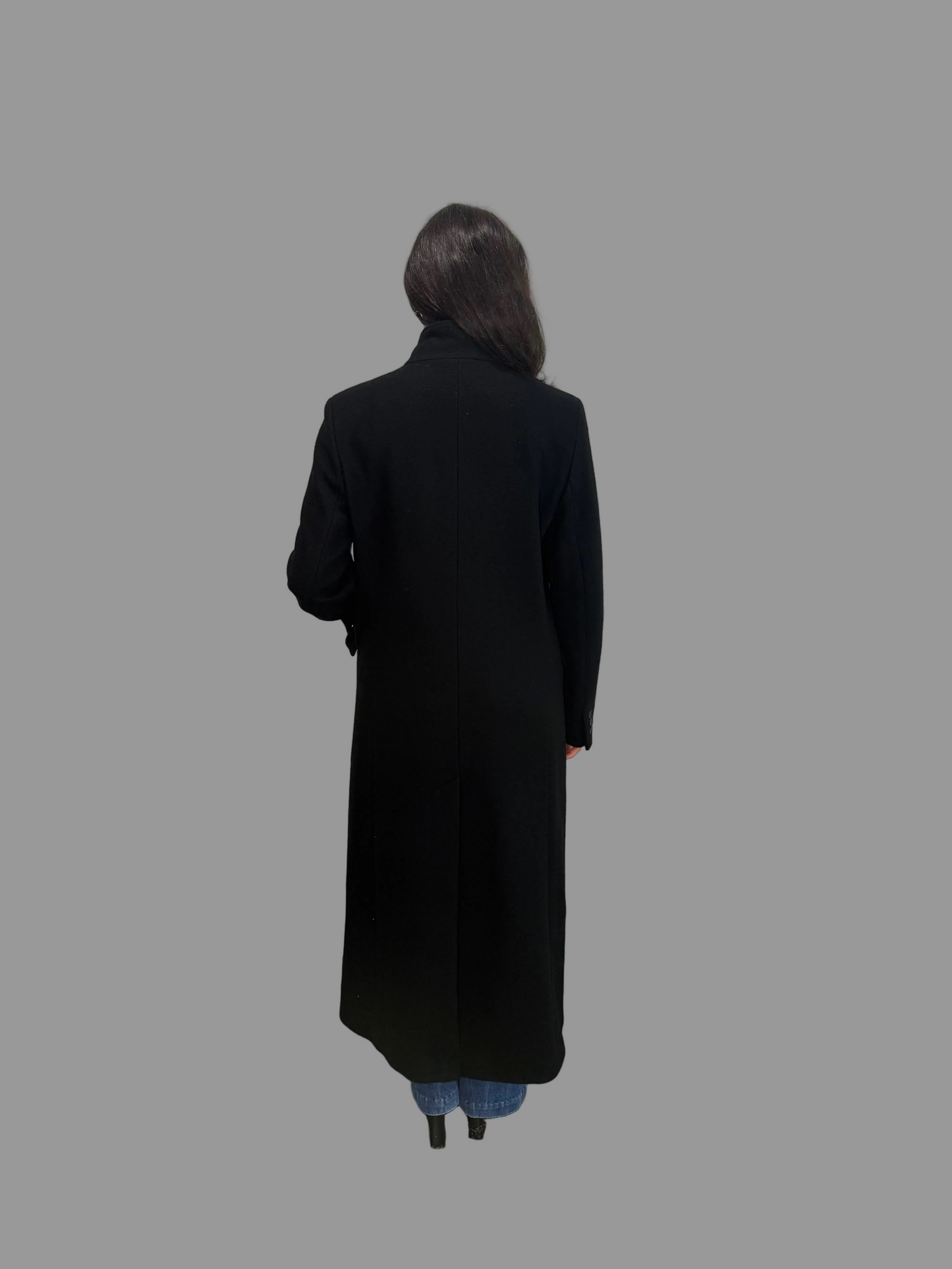 CK Calvin Klein Black Wool Maxi Coat, size 12 US