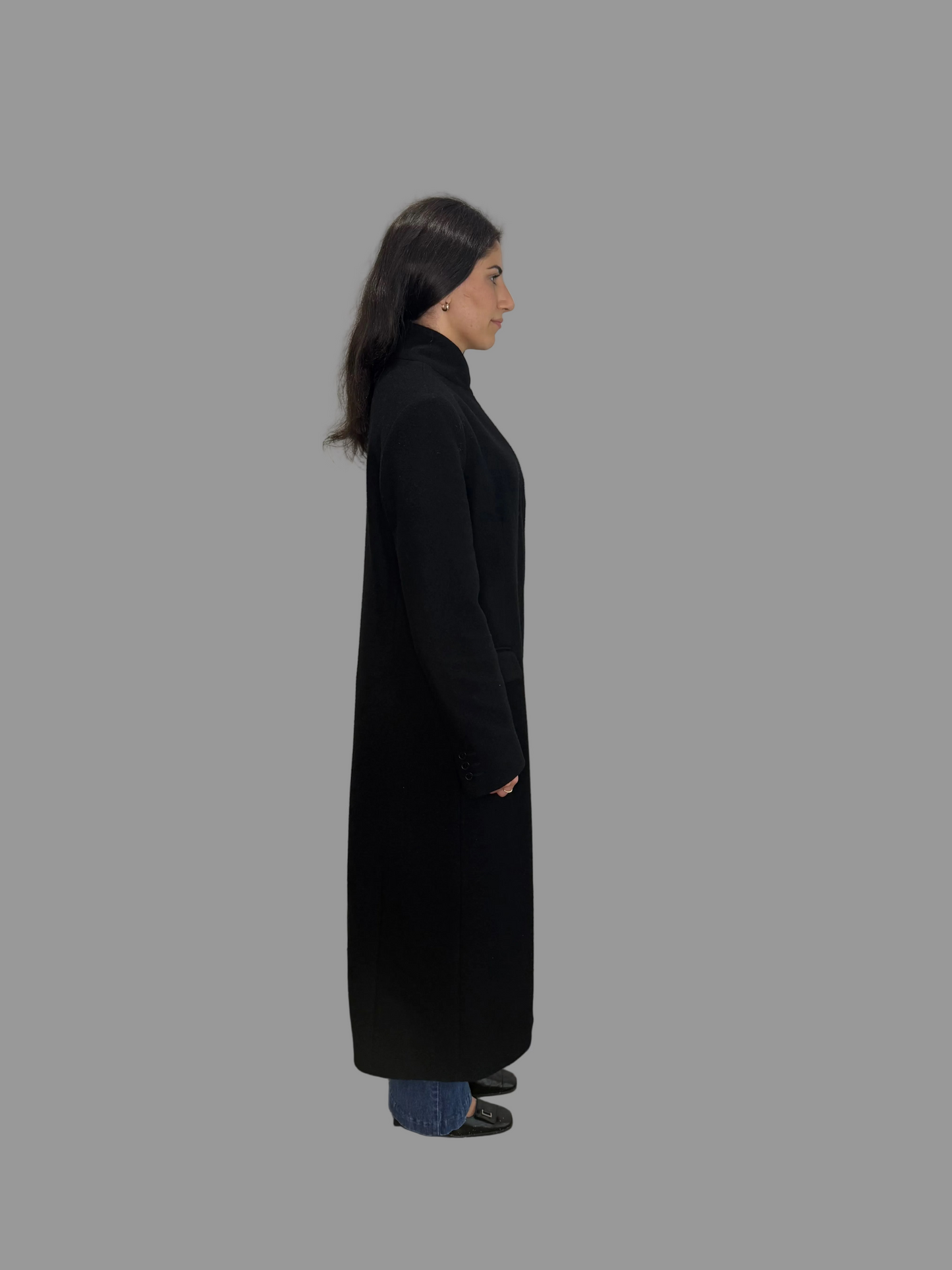 CK Calvin Klein Black Wool Maxi Coat, size 12 US