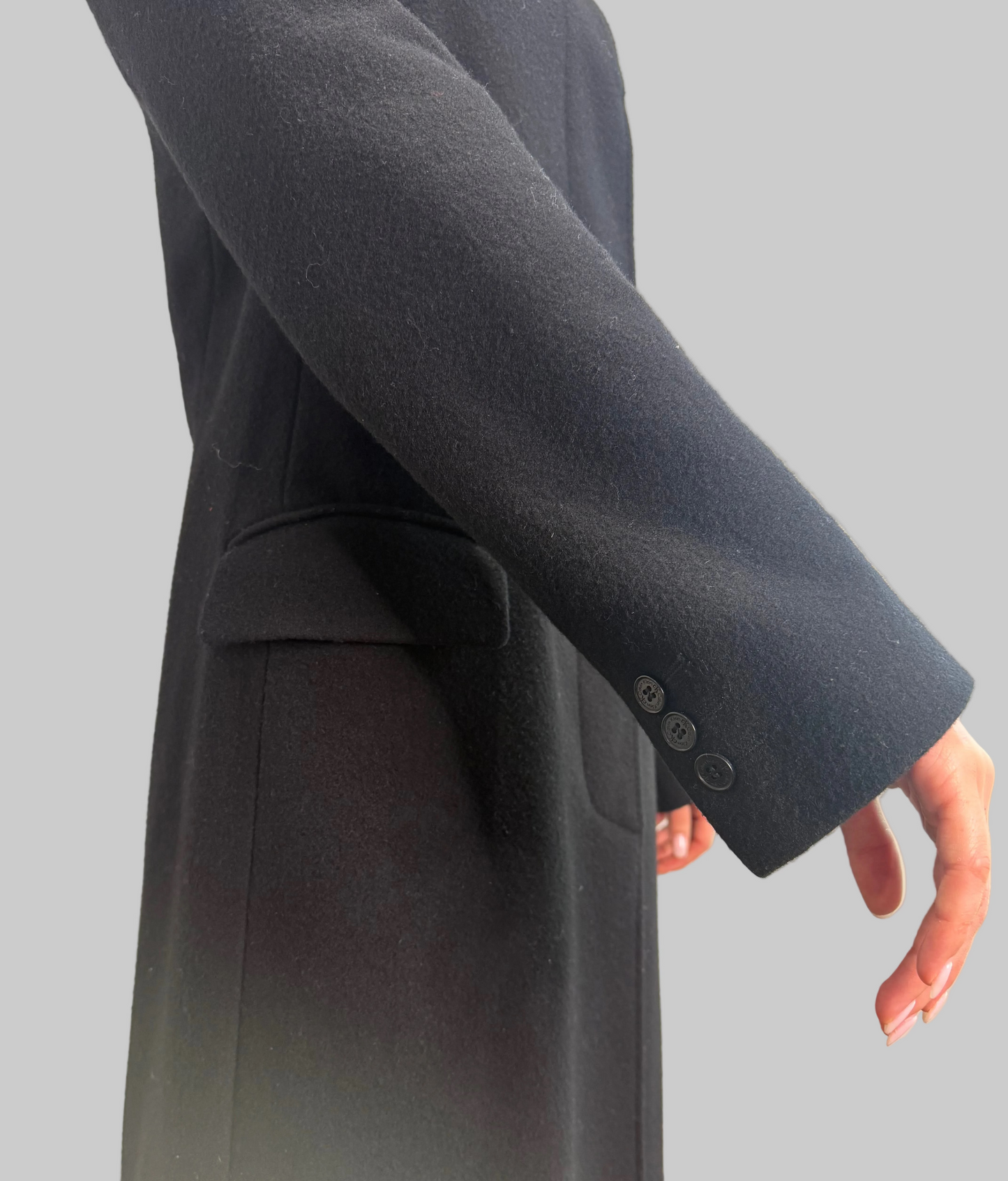 CK Calvin Klein Black Wool Maxi Coat, size 12 US