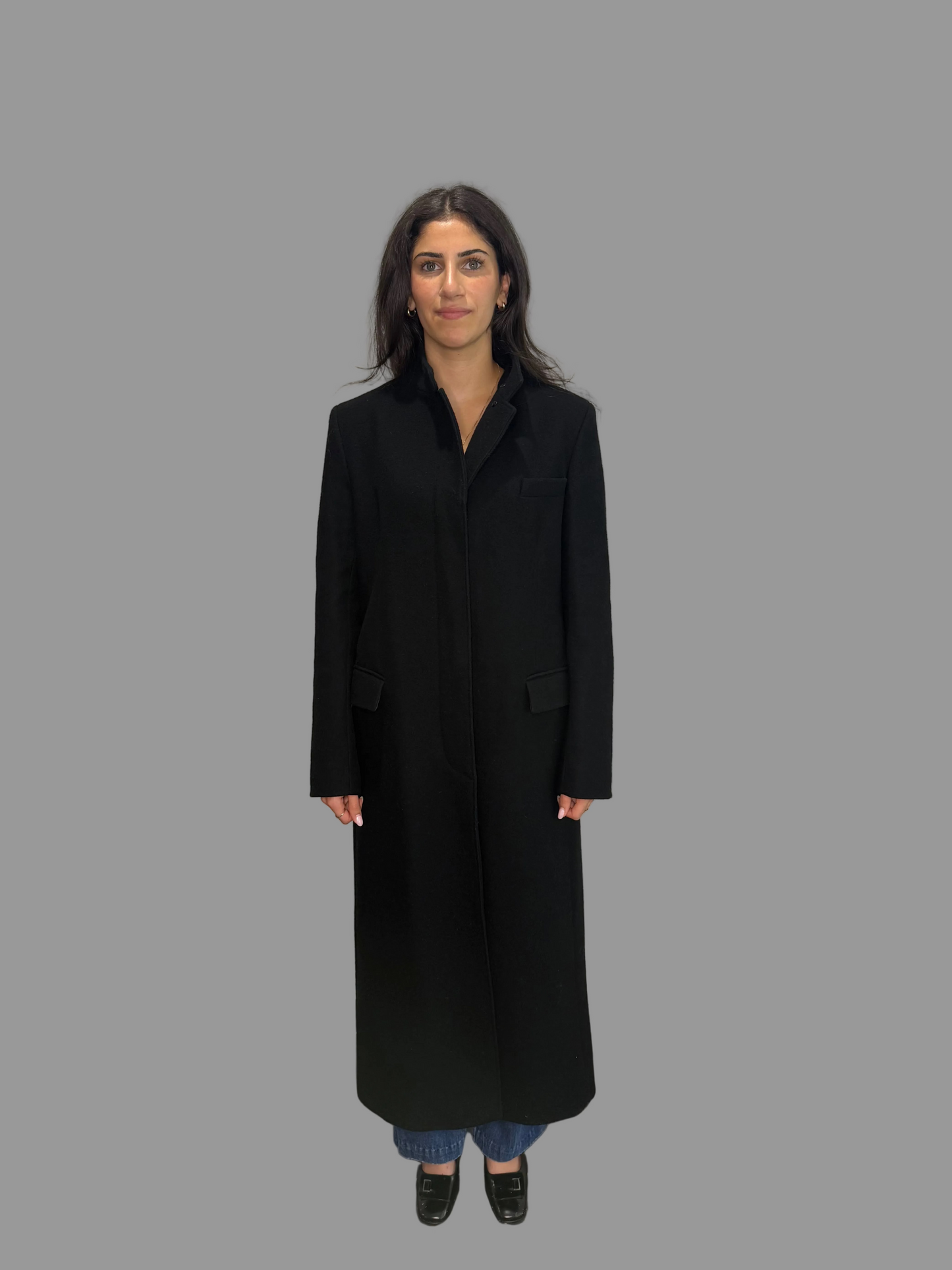 CK Calvin Klein Black Wool Maxi Coat, size 12 US
