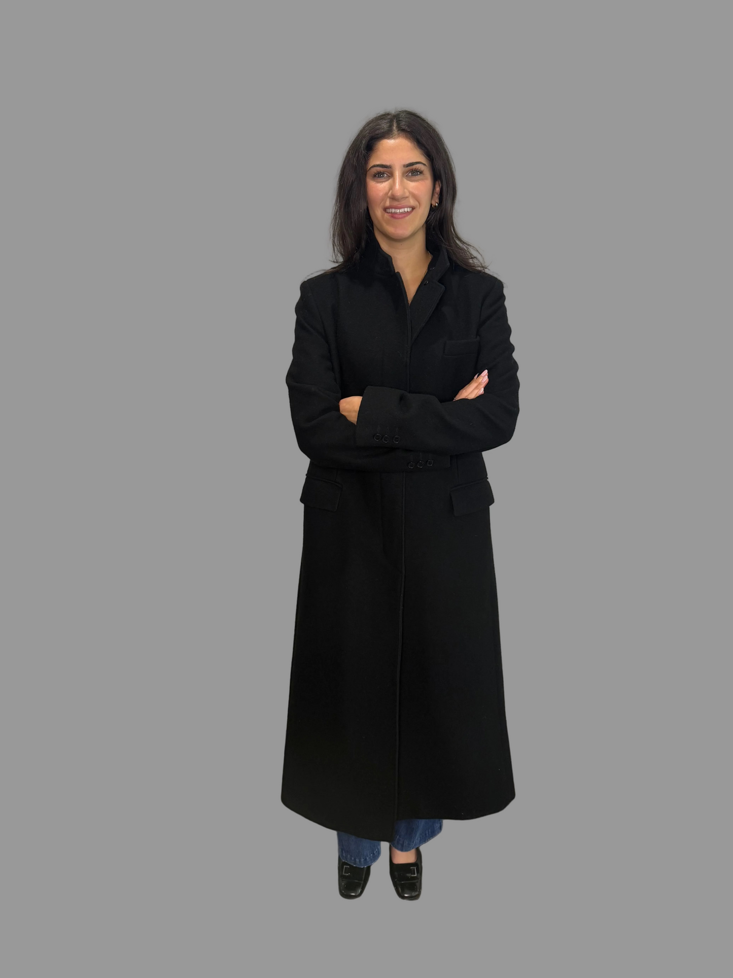 CK Calvin Klein Black Wool Maxi Coat, size 12 US
