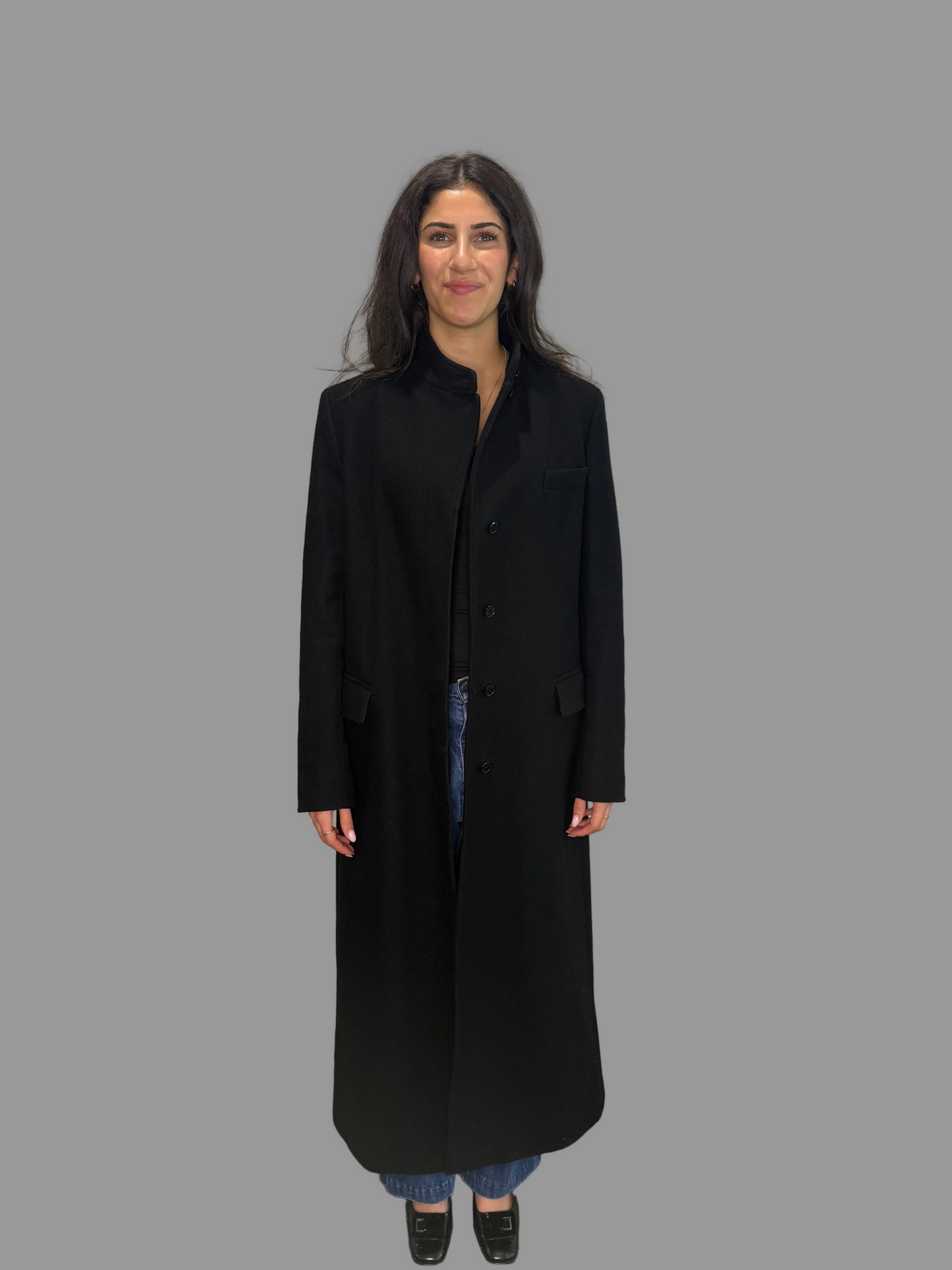 CK Calvin Klein Black Wool Maxi Coat, size 12 US