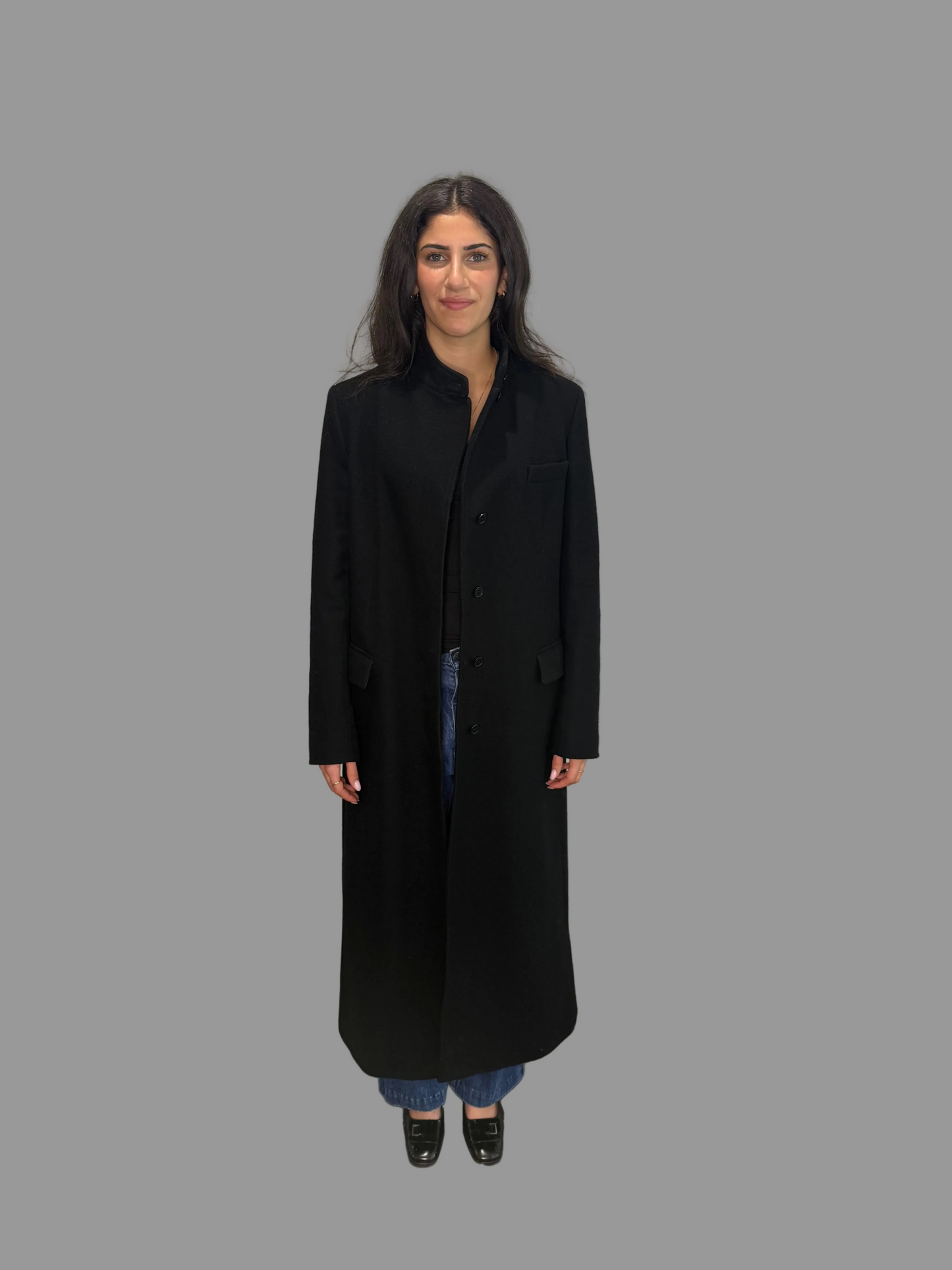 CK Calvin Klein Black Wool Maxi Coat, size 12 US