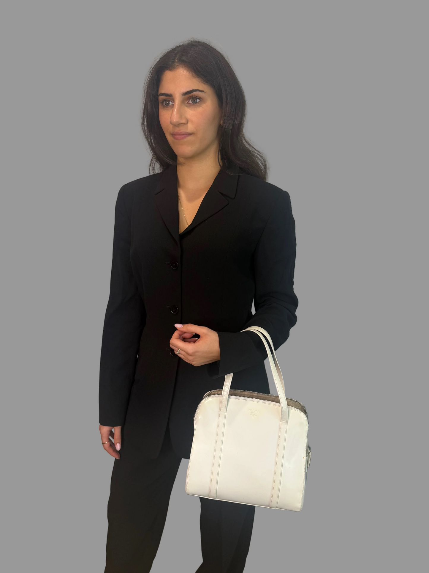 Vintage Prada White Spazzalato Bag, 1995