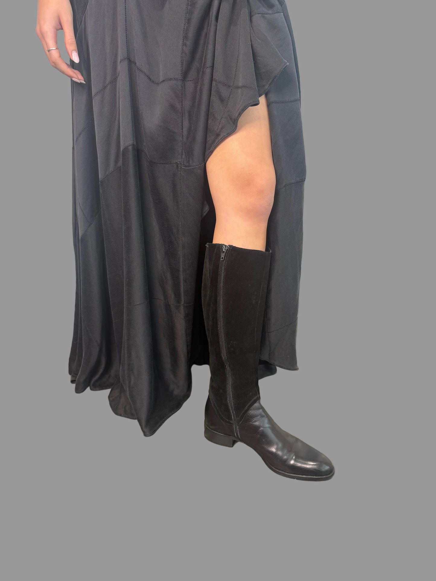 'Barker' Black Leather and Suede boots, Handmade in Italy, 36.5
