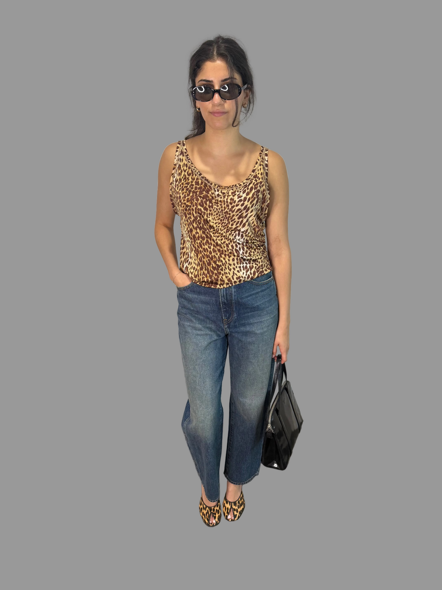 Vintage Valentino Leopard Print Tank Top, 50 IT