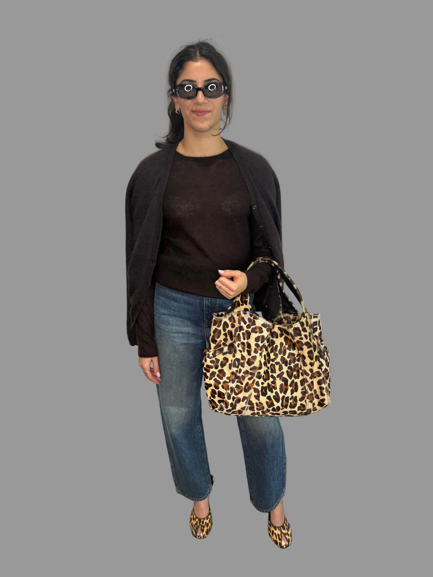 Vintage Leopard Print Shoulder Bag, made in USA