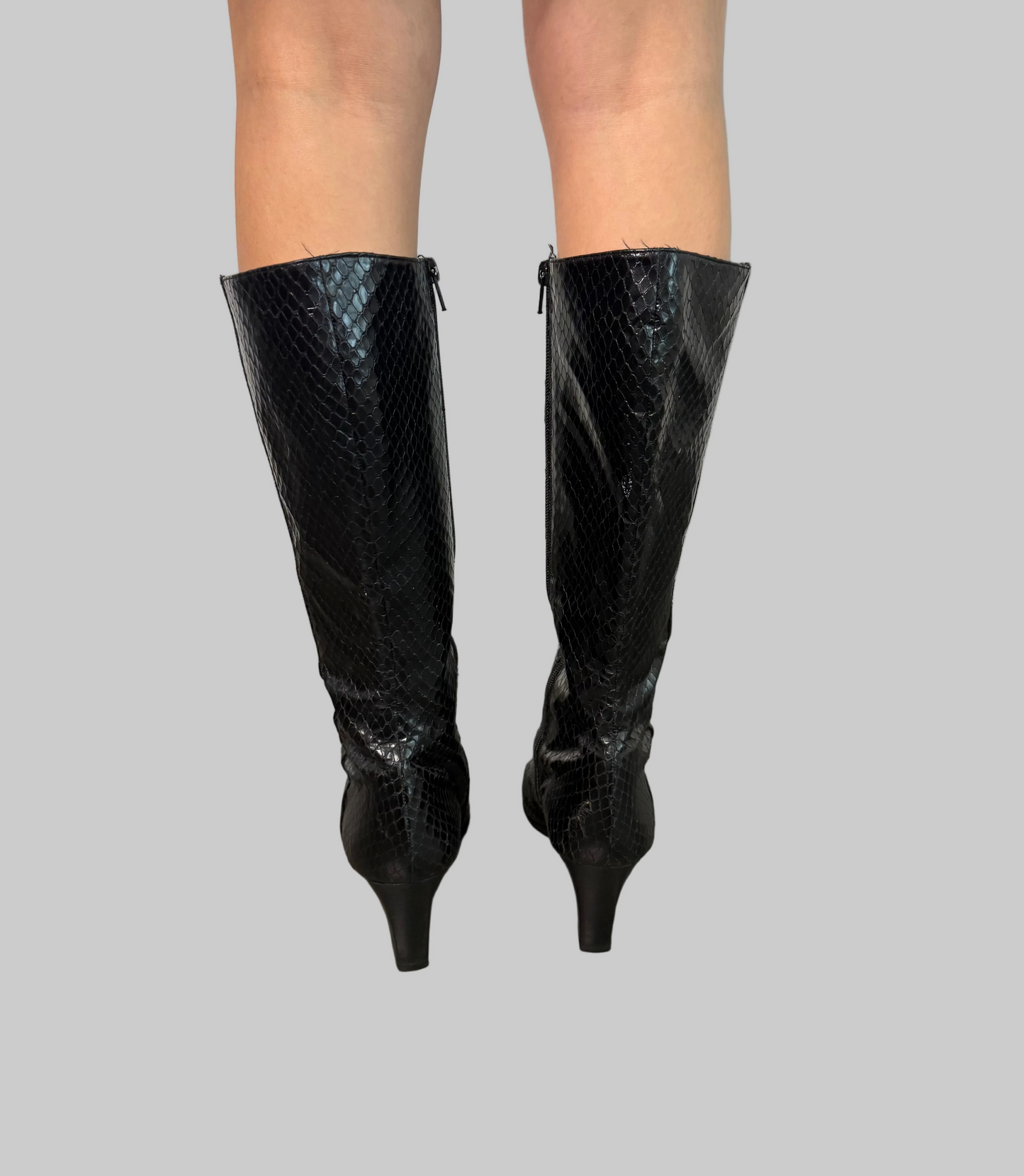 CK Calvin Klein Leather Python Print Boots, 9